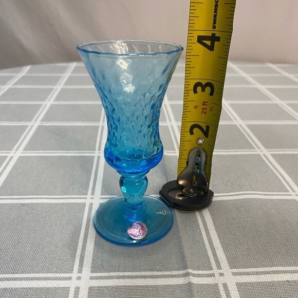 Italian Art Aqua Blue Optic Empoli Glass 4” Made in Italy RARE Vintage - Picture 4 of 5